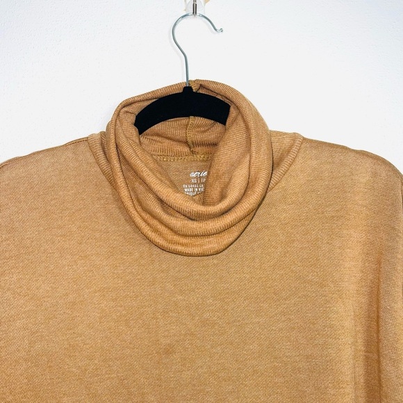Aerie Mustard Yellow Rib Turtleneck Oversized Pullover Sweatshirt Xsmall Women’s - Picture 3 of 11